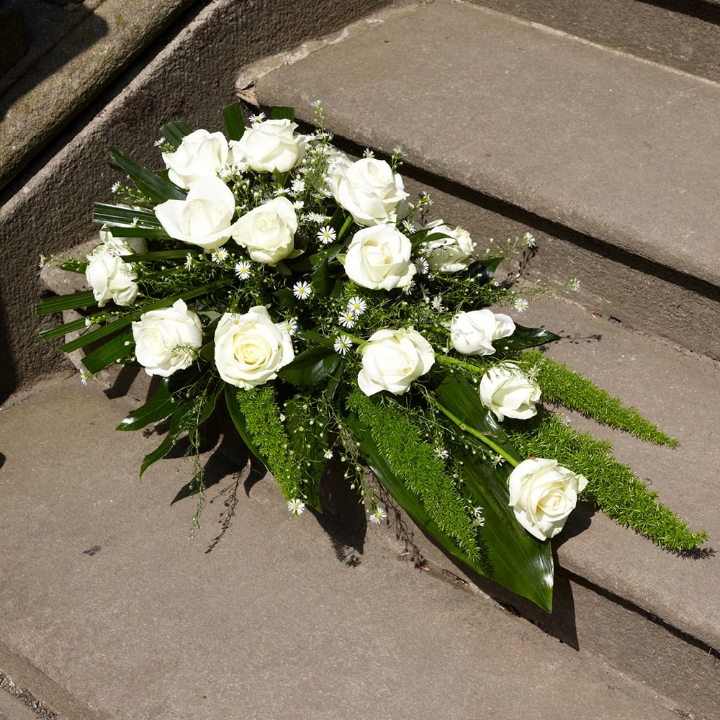 Simple Single Ended All White Rose Spray