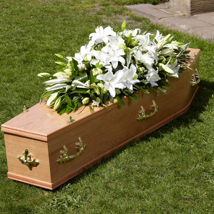 White Lily Double Ended Casket Spray